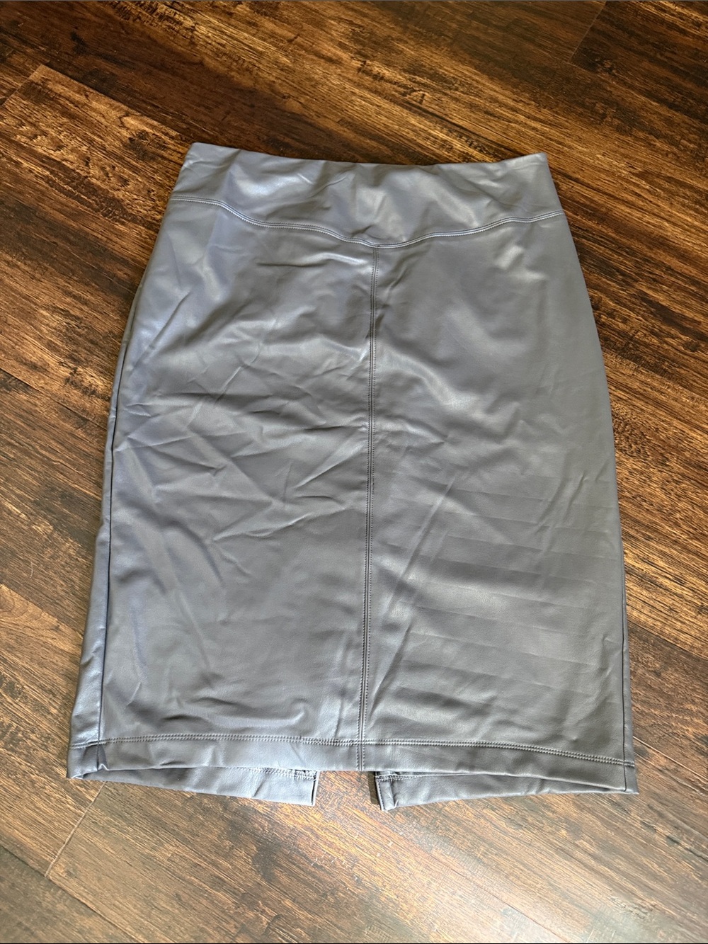 Express Gray Faux Leather Pencil Skirt with Back Vent- never worn